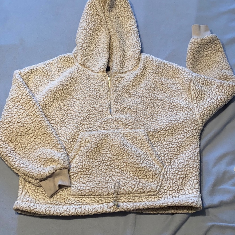 Fleece jacket (not quite crop - lands at waist)